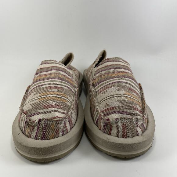 Sanuk Donna Slip On Casual Canvas Sneakers Womens Size 8 Striped Beach Surfer - Picture 2 of 9